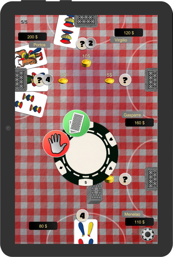 iSettemezzo on an Android tablet - the table with all players