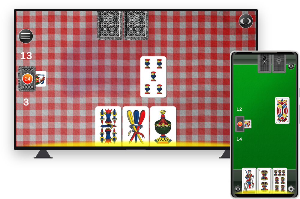 iBriscola on Android phone and Google TV
